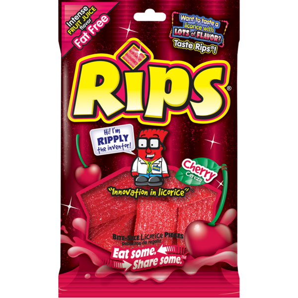Rips Rips Bite-Size Cherry 4.0 oz. Peg Bag, PK12 34608